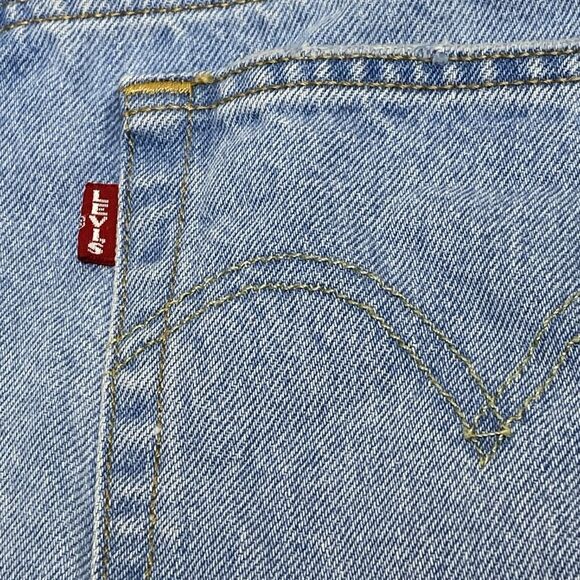Levis 501 Cutoff Denim Jean Shorts Premium Big E Womens 32 High Rise Button-Fly - Picture 10 of 12